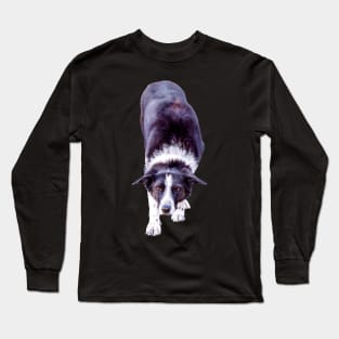 Border Collie Playing Fetch Sticker Long Sleeve T-Shirt